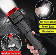High-power Led Torch Light Rechargeable Flashlight And Multifunctional Tactical Hammer & Power Bank To Charge the Phone With Box (random Color)
