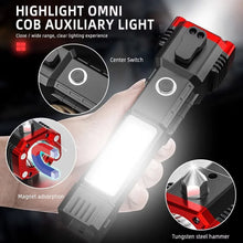 High-power Led Torch Light Rechargeable Flashlight And Multifunctional Tactical Hammer & Power Bank To Charge the Phone With Box (random Color)